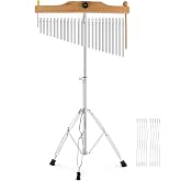 EASTROCK 25 Note Chimes Single-row Bar Chime Height-Adjustable Stand Silver | Solid Aluminum Tubes Wear-Resistant Eope Beating Rod Musical Percussion Instrument Wind Chime for Yoga Meditation Rest