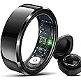 HitTopss Smart Ring, Fitness Sleep Health Tracker Rings for Men Women, No APP Subscription, Sleep Tracking, Heart Rate, Blood Oxygen, IP68 Waterproof (Black, 9#)
