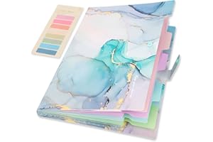 Ddaowanx Expanding File Folder, Letter A4 Size Accordion Plastic File Organizer, 5 Pocket Folders for Documents, Aesthetic Folder with Labels, Paper Organizer for School Office (Blue Marble)