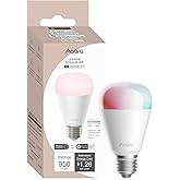 Aqara Thread/Zigbee Smart LED Light Bulb T2 E26, Tunable White (2000K-9000K), RGB Color Changing Light Bulb with 16 Million C