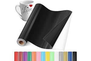 YAFLC Black Adhesive Vinyl Roll, 12" x 144" Permanent Vinyl for Cricut, Glass, Ceramics, DIY Gifts