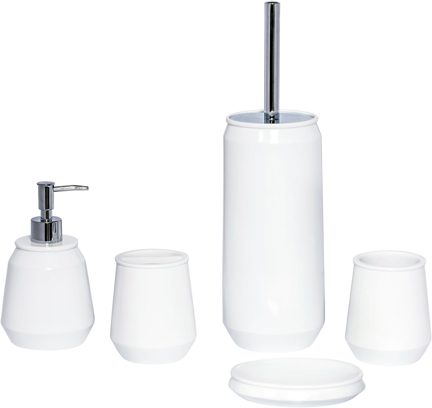 Weiss Hochglanz Kapsel Badezimmer Zubehor Set Seifenschale Zahnputzbecher Zahnburstenhalter Liquid Seifenspender Wc Burste Halter Amazon De Kuche Haushalt