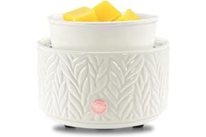 EQUSUPRO Wax Melt Warmer for Scented Wax Melts 3-in-1 Electric Ceramic Candle Wax Warmer Burner Fragrance Wax Melter for Home Office Bedroom Gift & Decor (Leaf)