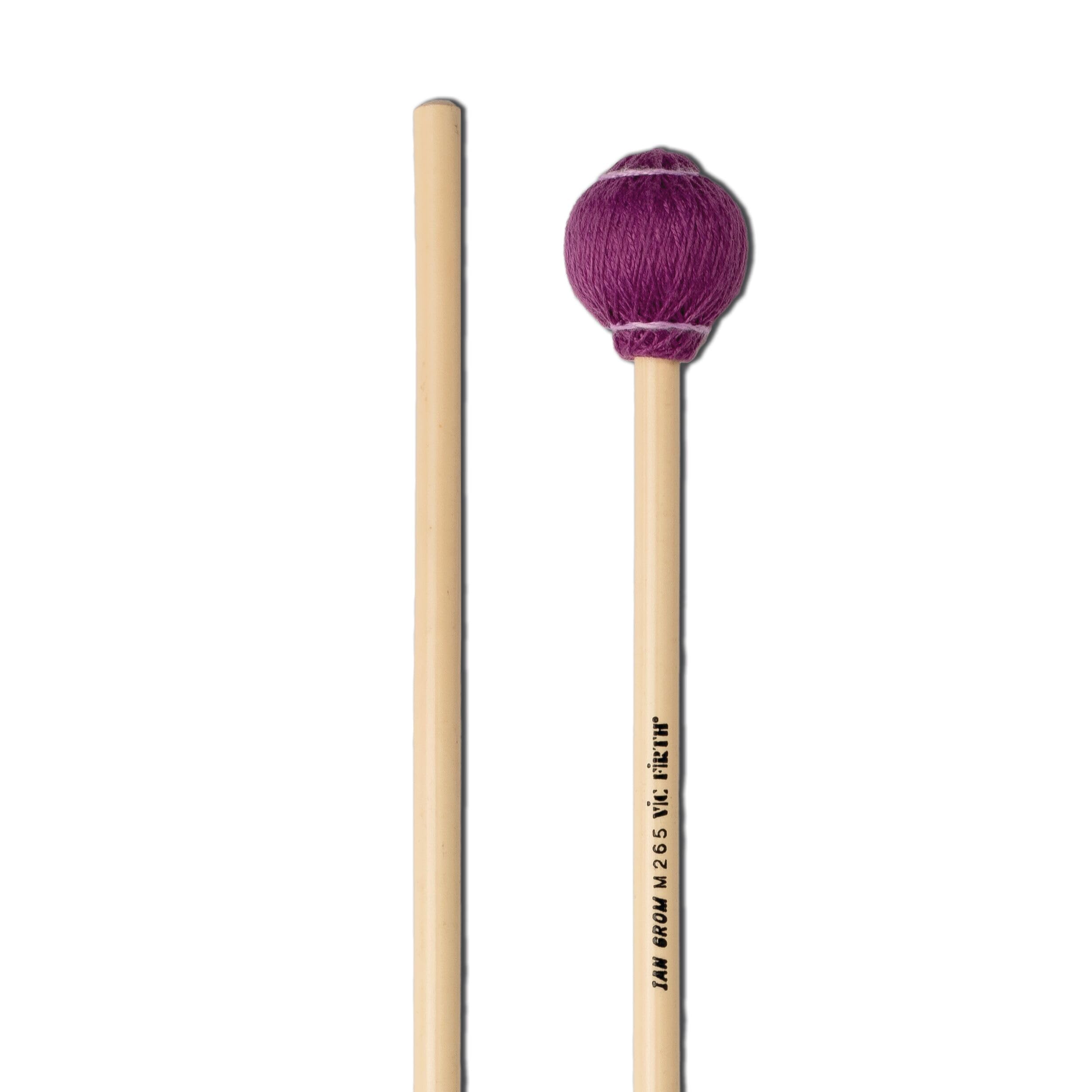 Vic FIrth - Corpsmaster® Signature Series Marimba Mallets - M265 - Ian Grom - Yarn - Medium Soft- White/Purple