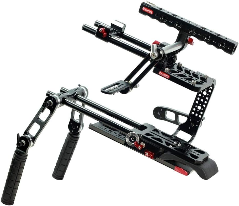 CAMTREE Hunt Camera Cage Shoulder Rig for URSA Mini 4K 4.6K/Pro 4.6K | EVF Mount + Rosette Front Handles + Dovetail Plate for Tripod Mounting + Accessory Mounting Options (CH-BMUM-CRH)