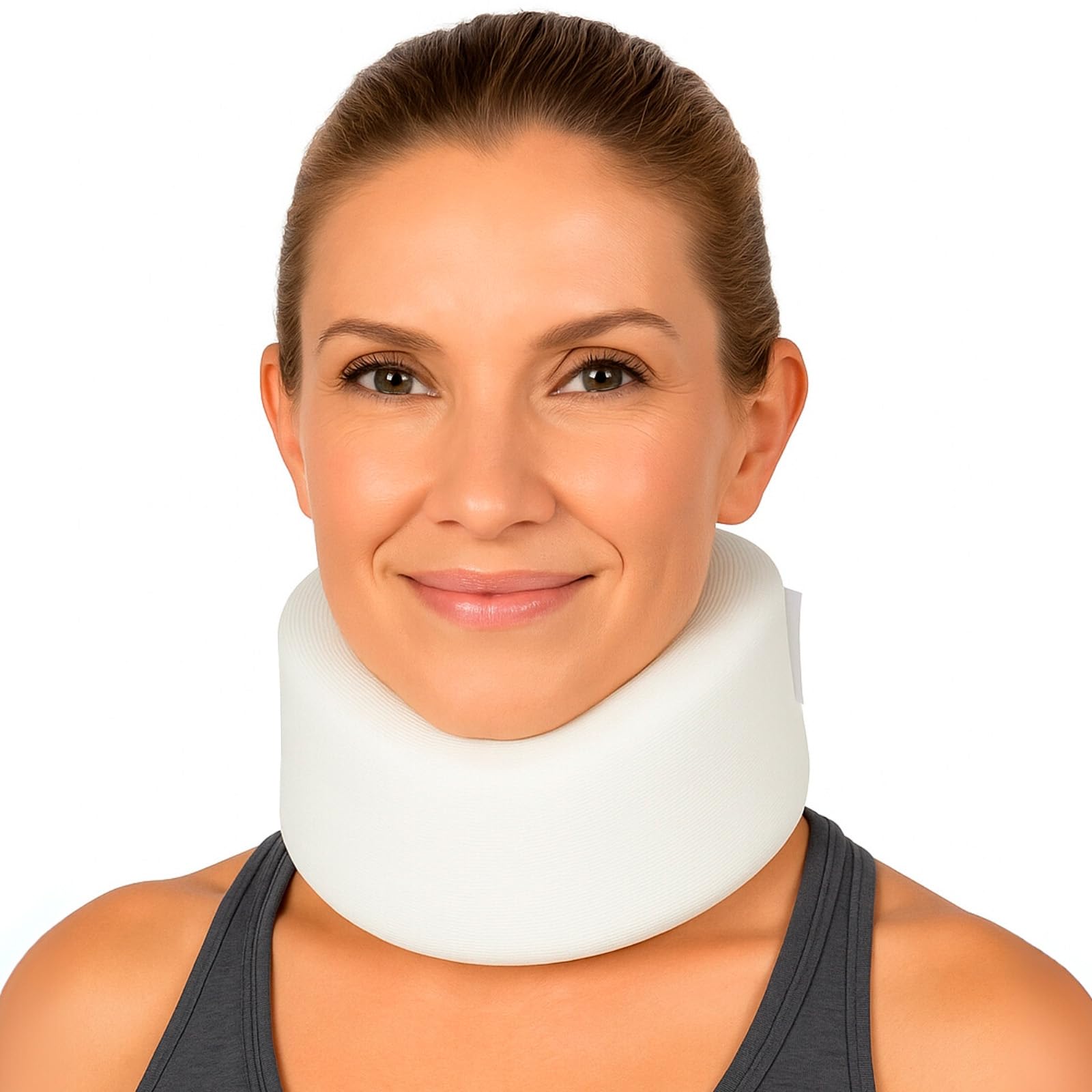 Vive Neck Brace - Foam Cercival Collar Adjustable Soft Support Can Be Used During Sleep - Wraps Aligns and Stabilizes Vertebrae - Relieves Pain and Pressure in Spine (White, 3" Width)