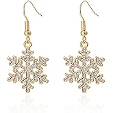 Christmas Snowflake Earrings for Women Sparkling Snowflake Dangle Drop Earrings Xmas Festival Birthday Party Inquiry Jewelry