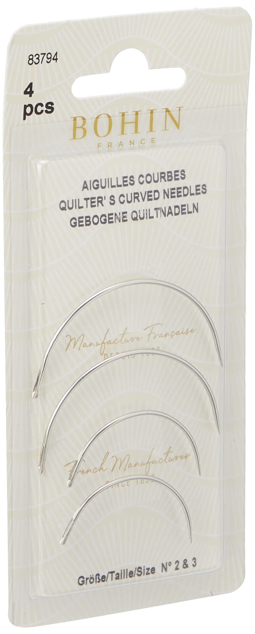 Bohin Curved Needles Sz2-3, Silver, 1 x 7 x 14 cm