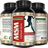 Natural MSM Dietary Supplement Capsules for Joint Pain + Increased Flexibility - Boosts Collagen for Hair Skin + Nails - Antioxidant Sulfur Vitamin Boosts Cell Health & Immune System - Men + Women