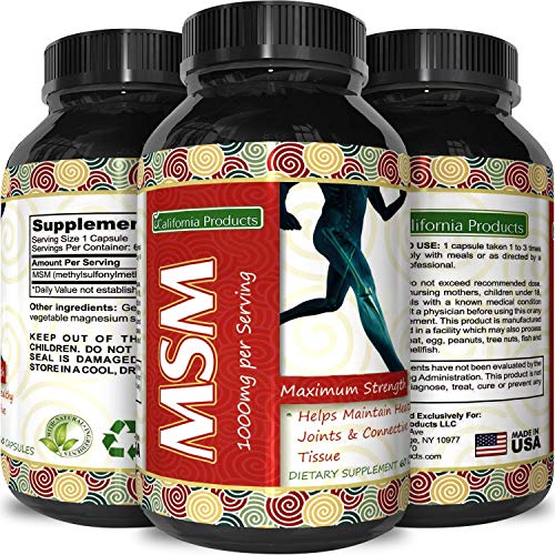 Natural MSM Dietary Supplement Capsules for Joint Pain + Increased