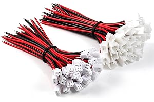 BOLTHUB 10 Pairs JST 1.25mm 2 Pin Micro Male Female Connector Plug, Micro Wire Connectors with Red Black 100mm Wire Cables