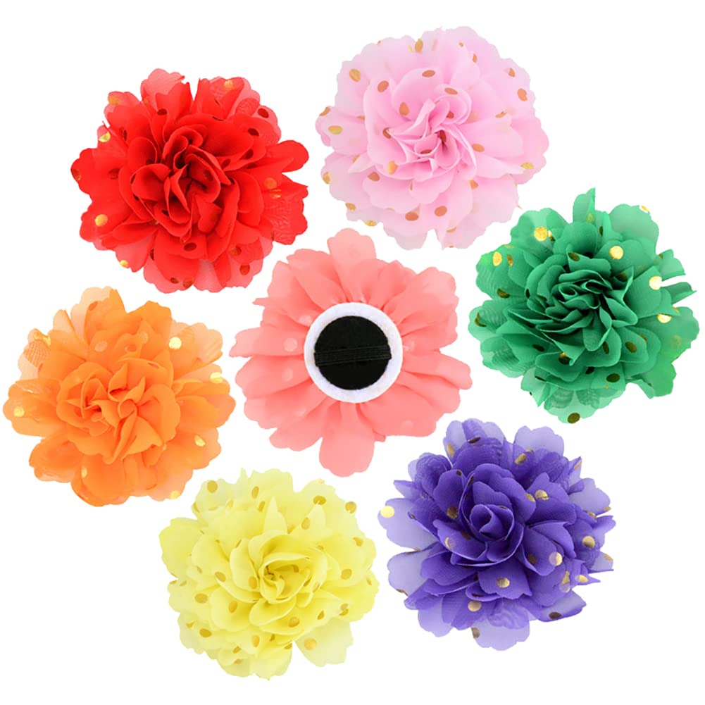 JIHUOO 10 Pcs Christmas Dog Collar Flowers Multicolored Pet Flower Bow Tie Dog Charms Pet Grooming Accessories for Puppy Cat Collar