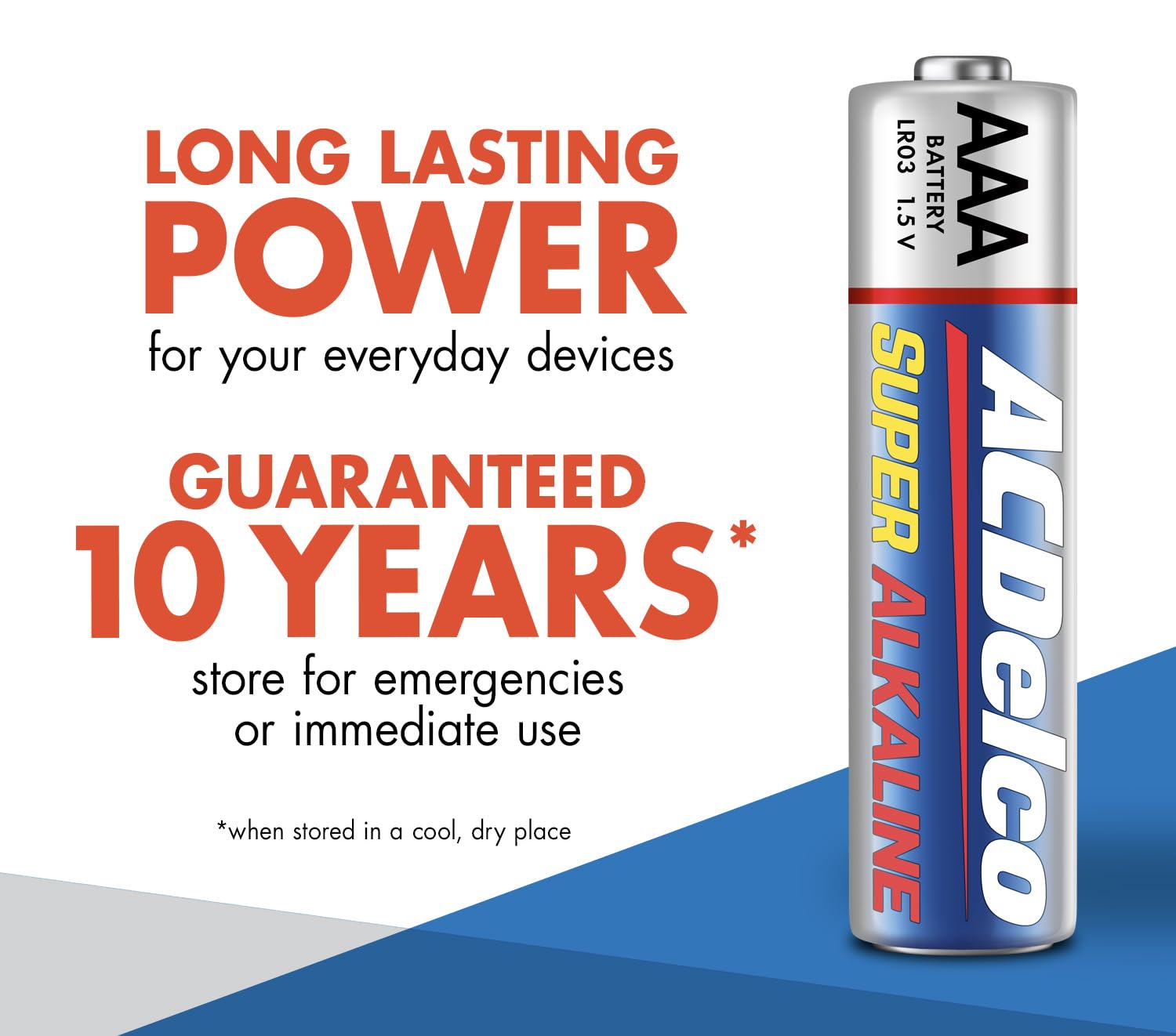 ACDelco 48-Count Triple AAA Batteries, Maximum Power Super Alkaline Battery for Home and Office, 10-Year Shelf Life, Reclosable Packaging