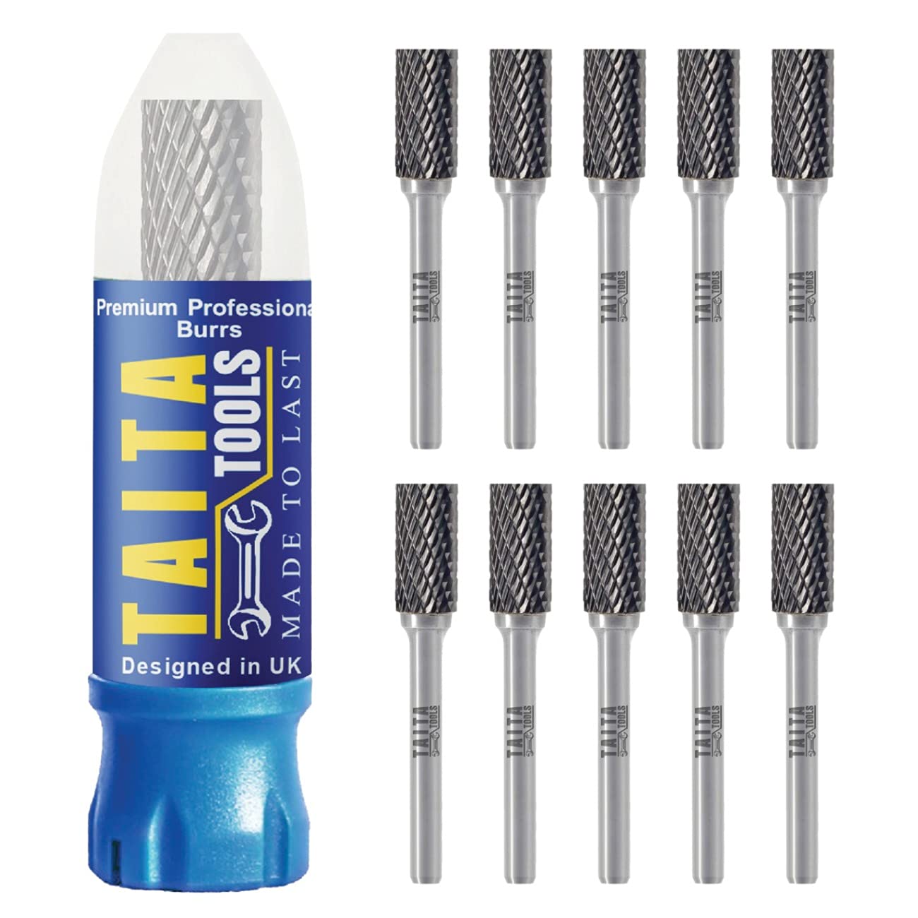 Carbide Burr 1/4" Shank, SA-3 Tungsten Double Cut Rotary Die Grinder Bits - Cutting Burrs for Milwaukee, Dewalt and Makita Die Grinder Accessories - Wood Carving Metal Working & Sturdy Storage Case