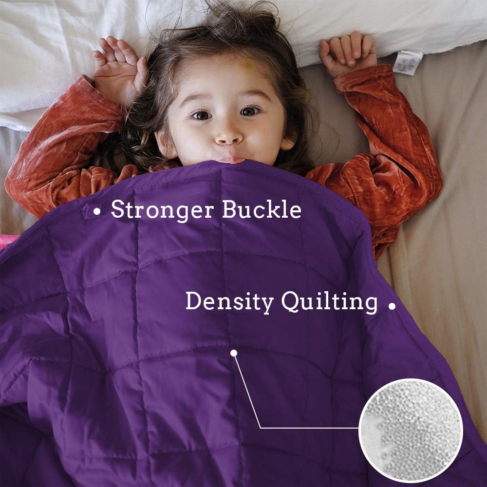 ZonLi Small Weighted Blanket 5 lbs(36''x48'', Pink/Purple), Cooling Weighted Blanket for Kids, 100% Cotton Material with Glass Beads: Home & Kitchen