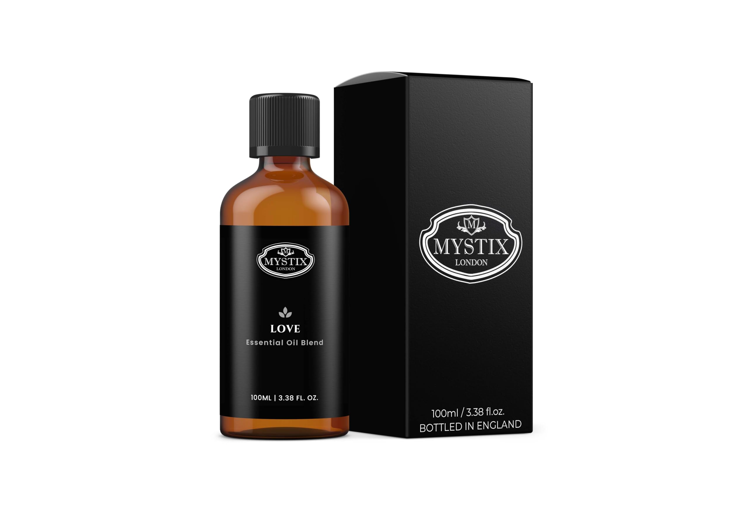 Mystix London | Love Essential Oil Blend 100ml | Geranium | Grapefruit | Sandalwood | Tangerine | Ylang Ylang | Aromatherapy Oil | Floral Citrus Fragrance | for Diffusers & Massage | Vegan, GMO Free