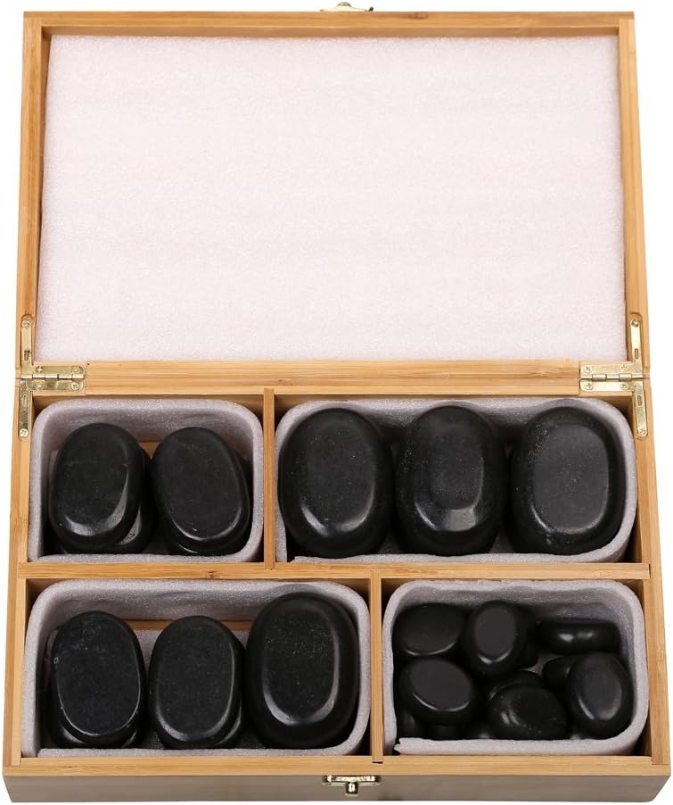 ColdBeauty Fitness Basalt Lava Sivan Health Hot Stone Massage Kit with 36 Pieces