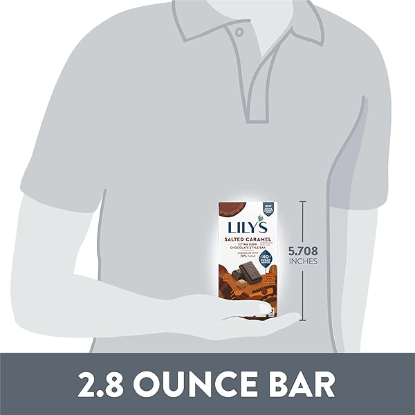 LILY’S SALTED CARAMEL EXTRA DARK CHOCOLATE STYLE NO SUGAR ADDED, SWEETS BAR, 2.8 OZ