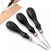 ElaraBerry 3 Pcs Leather Edge Beveler, Ebony Handle with Brass Ferrule, Stainless Steel Blade, Skiving Trimming Tool for Professional Leather Artisans Crafters DIY Wallet Belt Bag (1# 2# 3#)
