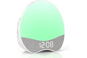Welgo Sleep Training Alarm Clock for Kids with Night Light, Sound Machine, Digital Display, 12 Soothing Melodies, Wake-Up Tim