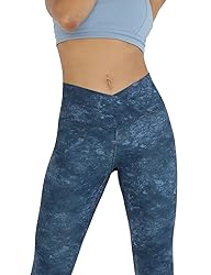 ODODOS Women's Cross Waist Pattern Yoga Leggings