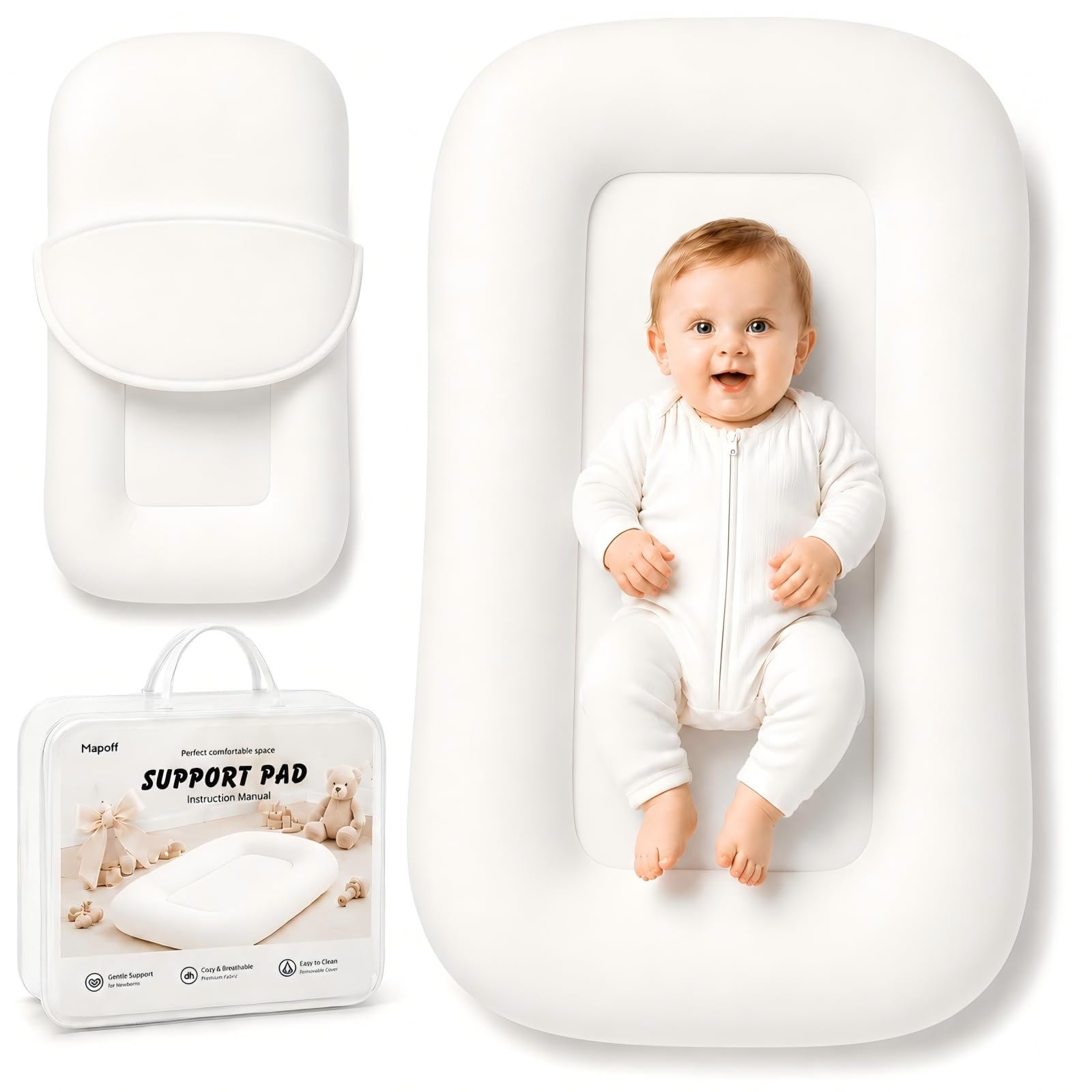 Baby Lounger for Newborns 0-24 Months - Baby Essentials | Soft Breathable Cotton Infant Support Cushion for Tummy Time & Play