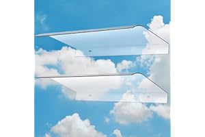 Pushglossy 2 Pcs 15.8 x 23.6 Inch Window Awning Invisible Rain Shelter Cover PET Front Door Canopy for Sun Snow Garden Outdoor Patio Protection