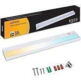 Ansen Hardwired Under Cabinet Lighting, 18inch 15W LED Light for Kitchen/Closet, 998.4lm, CRI>92, R9>90, Dimmable, 3 Color Te