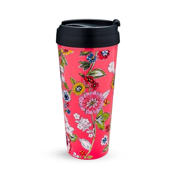 Vera Bradley Women's Thermal Travel Mug, Coral Floral, 16 Ounces