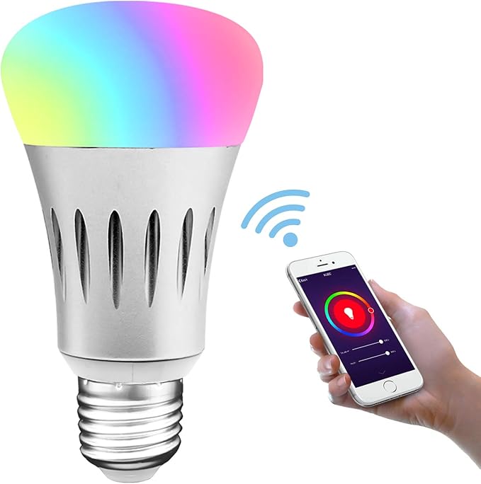 Bombilla WIFI, E27 LED RGB+Bianco Caldo 7W MultiColores Regulable