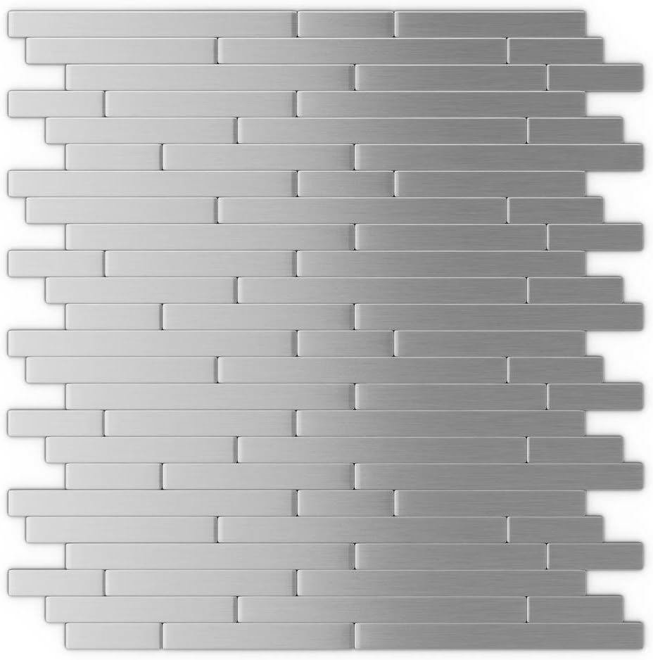 Inoxia SpeedTiles 11.88 in. x 12 in. Self-Adhesive Decorative Wall Tile in Stainless Steel (24-Pack)-Linox