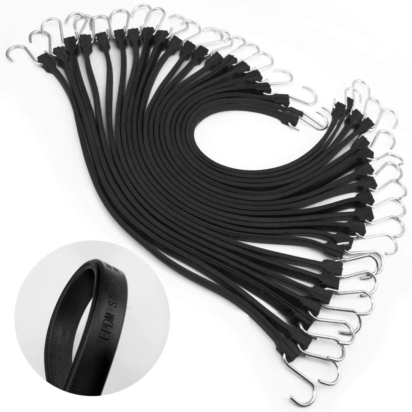 Photo 1 of XSTRAP STANDARD 20 Pack 31'' Adjustable Natural Rubber Tarp Straps, EPDM Bungee Cords with Metal S Hooks, Ideal for Securing Tarps, Canvases, Motorcycle, and Cargo
