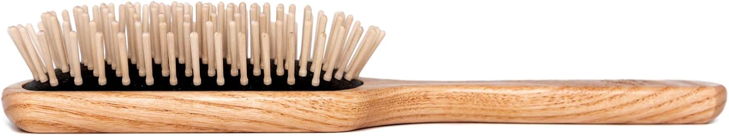 Big paddle hairbrush in ash wood with short pins - Handmade in Italy, Brown - Image 3