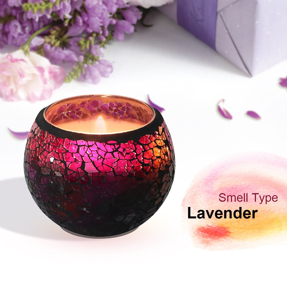 U2C Scented Candle Gift Set, Handmade 7.4oz x 2 Pack Scented Lavender Travel Candle, Large Glass 100% Soy Wax Candle for Stress Relief and Aromatherapy, Indoor and Outdoor Use, Christmas Gift Candles