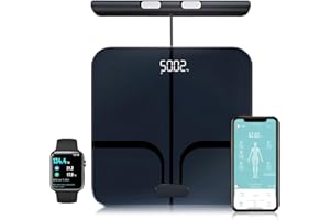 FITDAYS 8-Electrode Smart Scale: Full Body Composition Analyzer, 27 Metrics via Bluetooth Fitdays APP, 400lbs (FI2211WB-Blue)