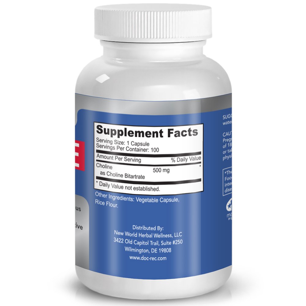 Doctor Choline Supplement 500 mg (100 ct) Boosts Brain