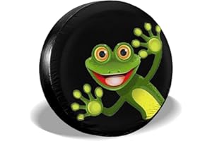 Hitamus Funny Cartoon Frog Smile Spare Tire Cover Universal Fit for Jeep Wrangler Rv SUV Truck Travel Trailer and Many Vehicles 14" 15" 16" 17" Waterproof Dust-Proof Tire Wheel Protector
