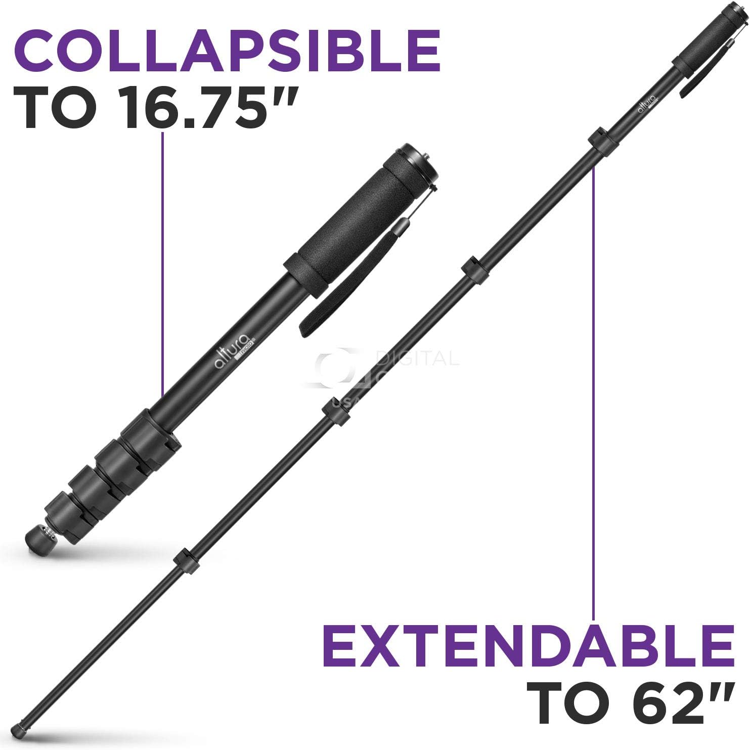 Altura Photo 62-Inch Camera Monopod - Ultra Portable, Heavy Duty Design for Canon, Nikon, Sony Mirrorless & DSLR Cameras : Camera & Photo