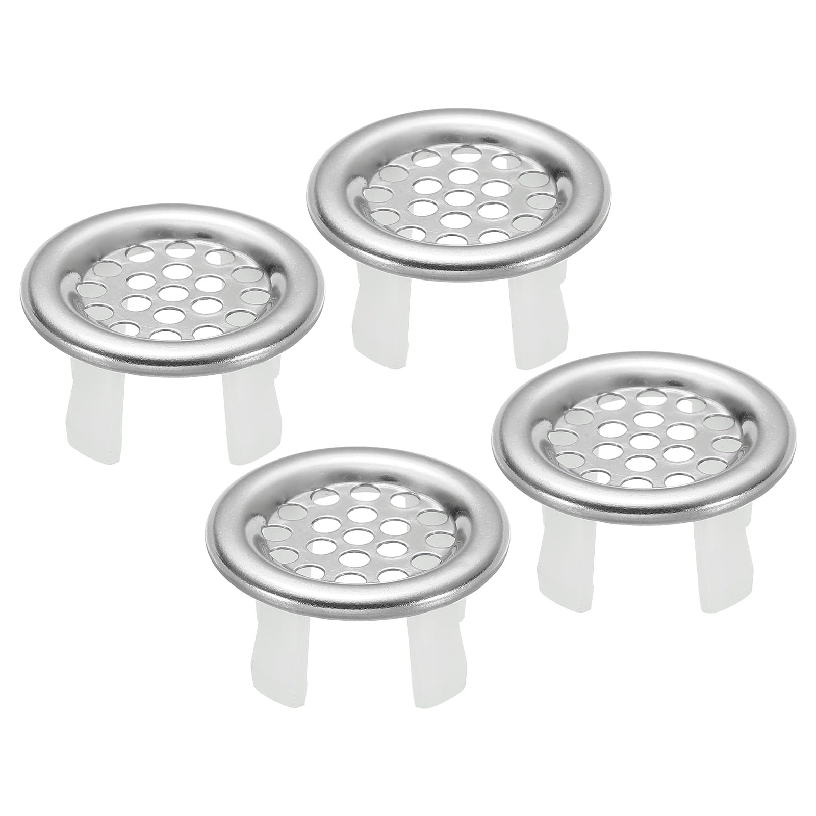 PATIKIL Overflow Ring, 4Pcs Sink Round Cover Mesh Hole Basin Trim Stainless Steel Insert in Hole Round Caps for Kitchen Bathroom Silver