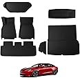 BASENOR 7PCS Floor Mats for Tesla Model S Model S Plaid 3D Material Cargo Liners All-Weather Car Mats Anti-Slip Trunk Mat Model S Accessories Custom Fit 2021-2025