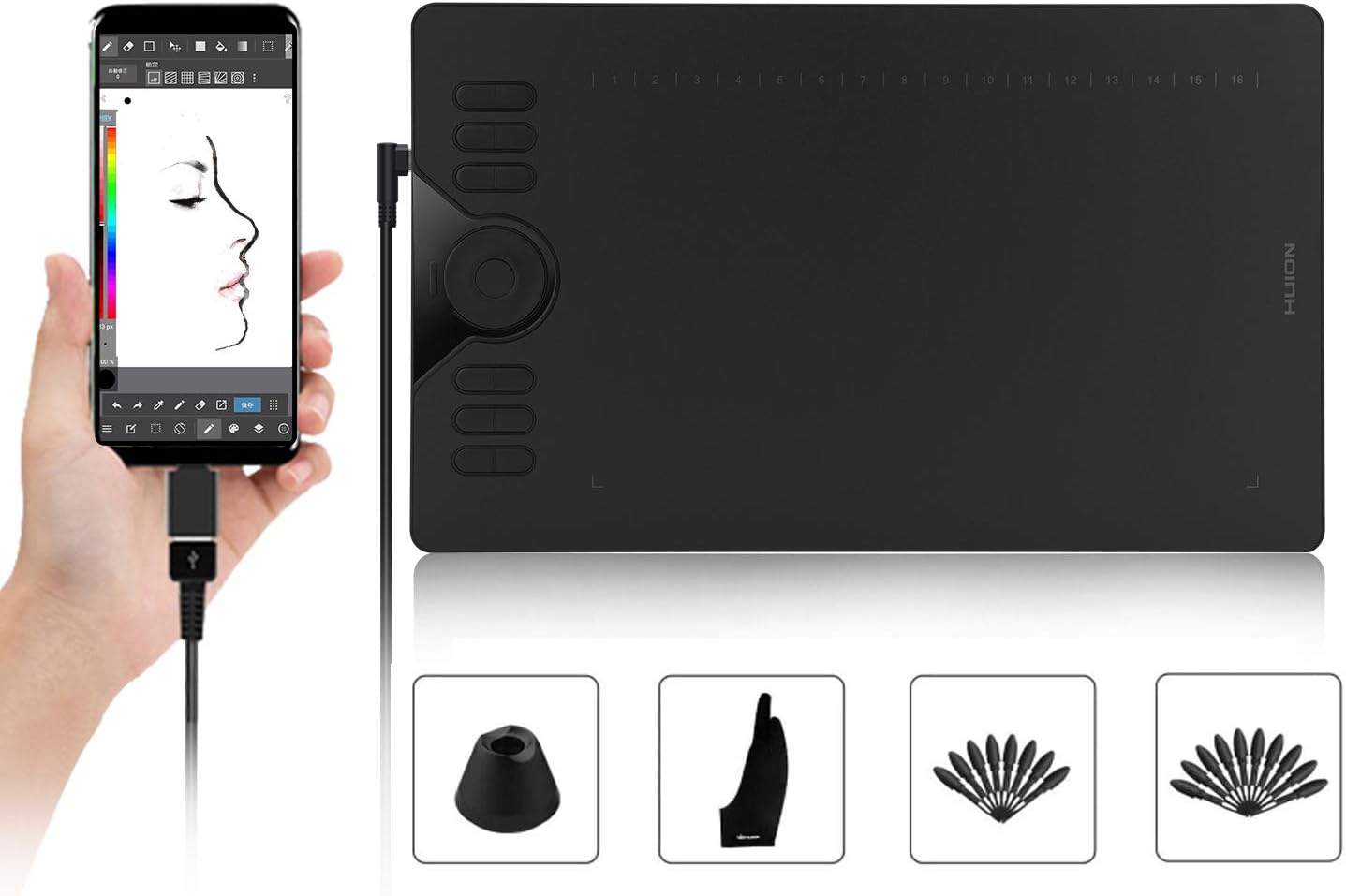 Huion Hs610 Graphics Tablet 10 X 6 25 Inch Amazon De Computers Accessories