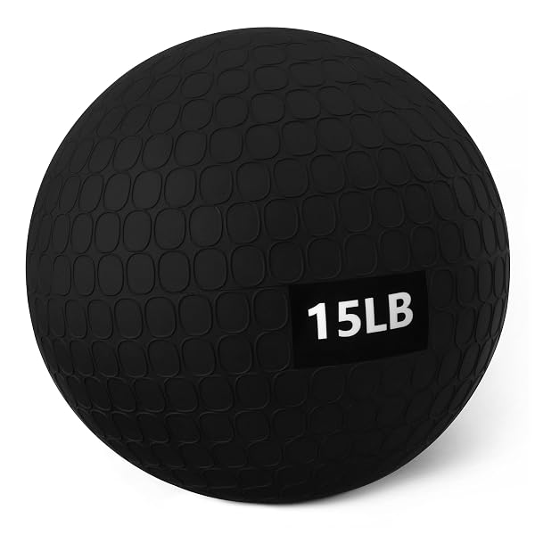 AMAZON BASICS HEAVY-DUTY SLAM MEDICINE BALL FOR EXERCISE, WEIGHTED DESIGN, 15LB, BLACK