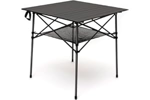 SUNNYFEEL Outdoor Folding Table | Lightweight Compact Aluminum Camping Table, Roll Up Top 4 People Portable Camp Square Tables with Carry Bag for Picnic/Cooking/Beach/Travel/BBQ