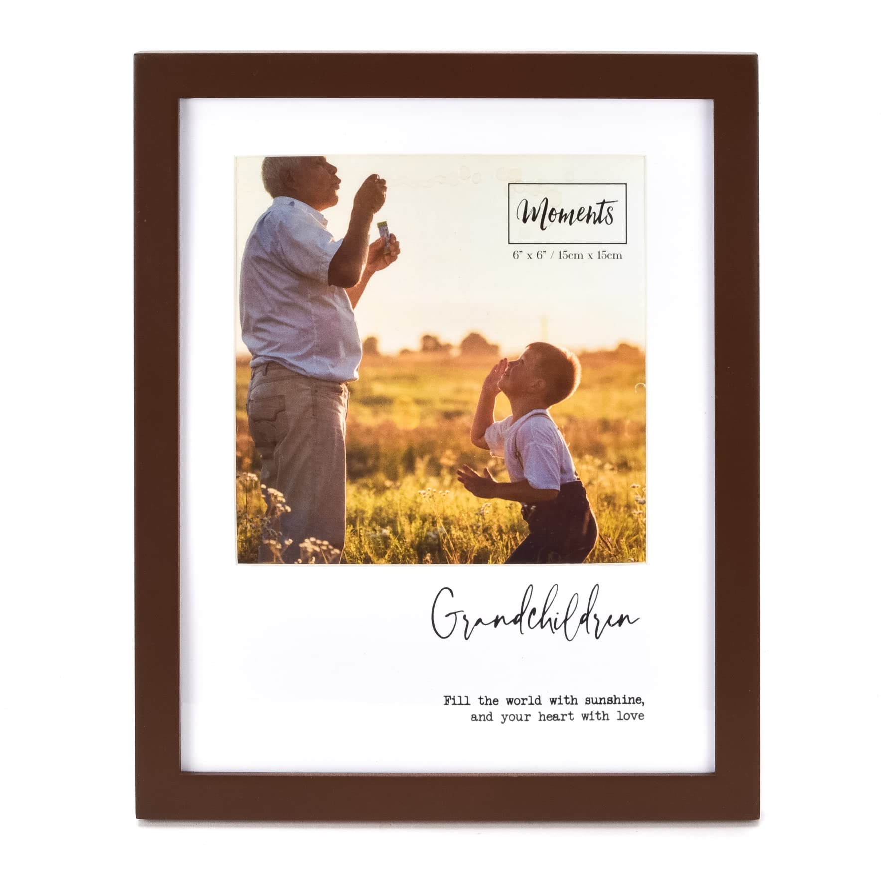Moments Modern Wooden Brown Photo Frame With Sentiment 6" x 6" - Grandchildren