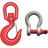 HENBOW 5 Ton Swivel Lifting Hooks and D Ring Shackles,G80 Chain Hooks with 4.75 Ton Shackle,11000Lbs Safety Load Limit,Heavy Duty Alloy Steel Shackle,Round Rotating Swivel Snap Hook