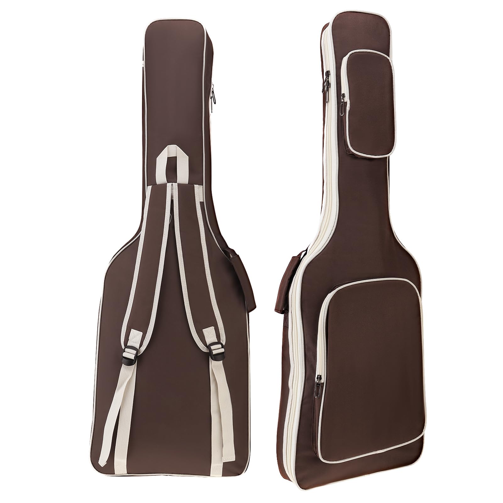 MuzcYM 41 Inch Acoustic Guitar Bag, Guitar Bag Dual Adjustable Shoulder Strap Acoustic Guitar Gig Bag, Waterproof 5mm Sponge Padded Gig Bag Case (Coffee)