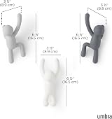 Umbra Buddy Wall Hooks Set of 3 Grey Coat Hangers Accessories view 3