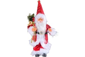 BFYDOAA 10inch Santa Claus Figurines Standing Santa Statue Miniature Collection Hanging Santa Claus Pendant for Christmas Tree,Fireplace,Tabletop Centerpieces (Pink) (Red)