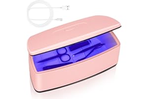 GOLASHFUN Nail Tools Sterilizer, Double Tube Blue Light Cleaning Function, USB Plug-In, 1l Large Capacity For Nail And Beauty Salon Tools, Jewellery, Glasses, Mobile Phone Sterilizer (Pink)