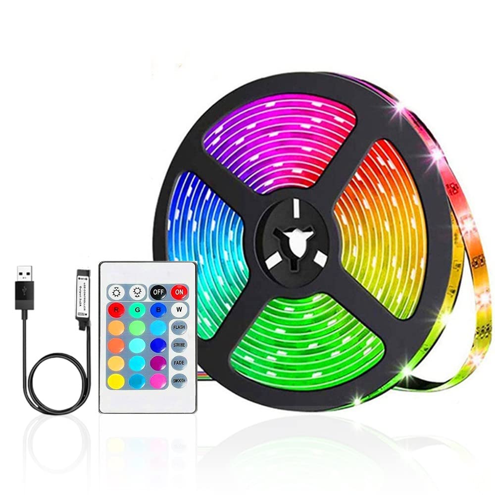 Meruido 9.84ft/3M USB LED Strip Lights, DIY Indoor Decoration, for TV Backlight, 16 Color 5050 LED,24 Keys Remote